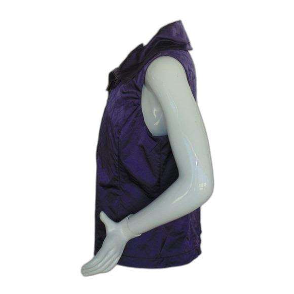 ST.JOHN SPORT Vest, L, Purple Quilted, Big Collar Zipper, Pockets - Picture 8 of 16